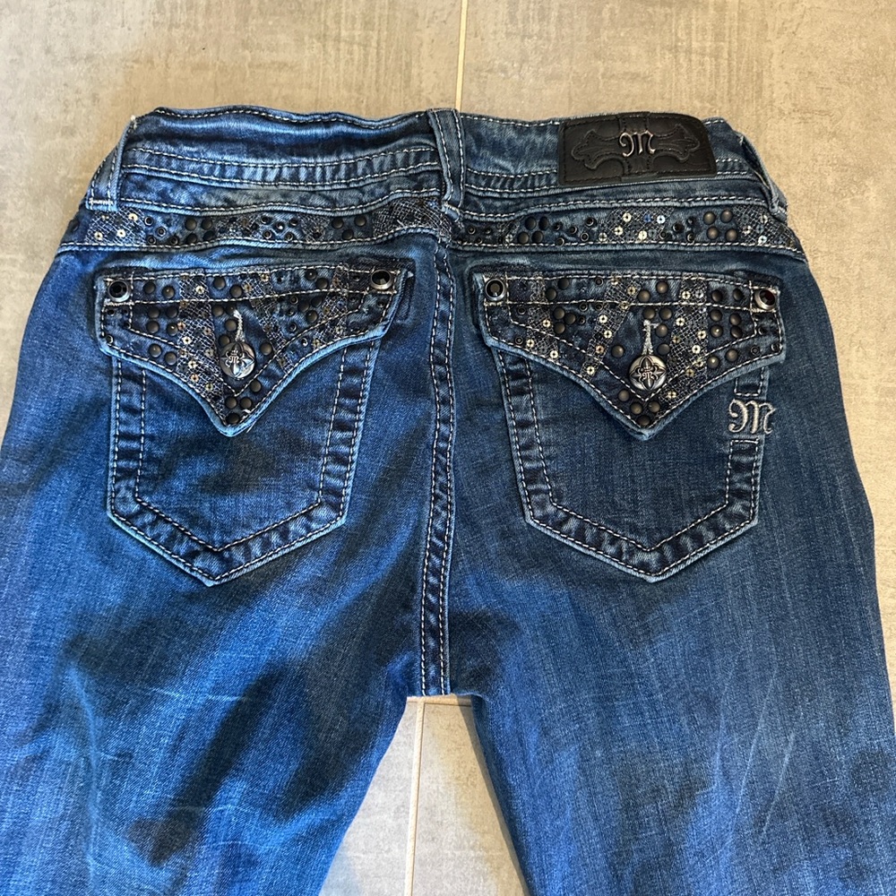 Miss Me Dark Blue Boot Cut Jeans embellished - Picture 3 of 7